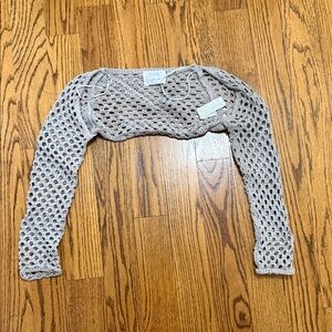Zara Girls Light Gray Open-Knit Shrug